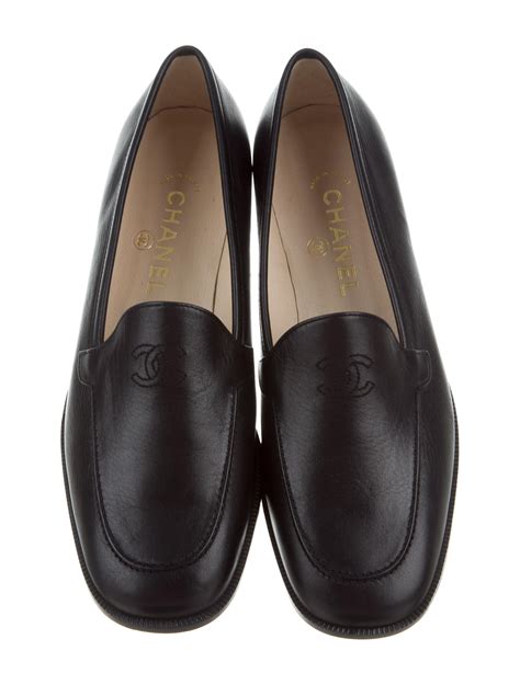 black and white vintage logo chanel loafer|Loafers .